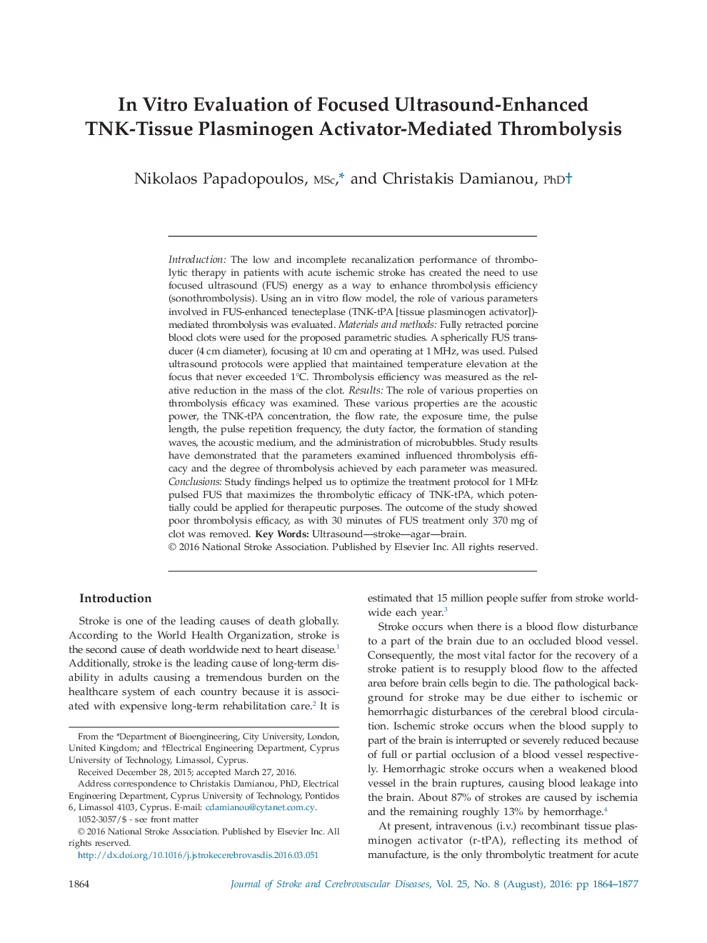 In Vitro Evaluation of Focused Ultrasound-Enhanced TNK-Tissue Plasminogen Activator-Mediated Thrombolysis