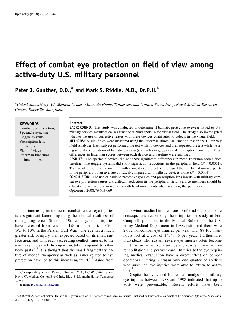 Effect of combat eye protection on field of view among active-duty U.S. military personnel