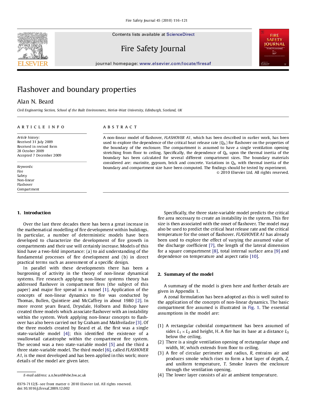 Flashover and boundary properties