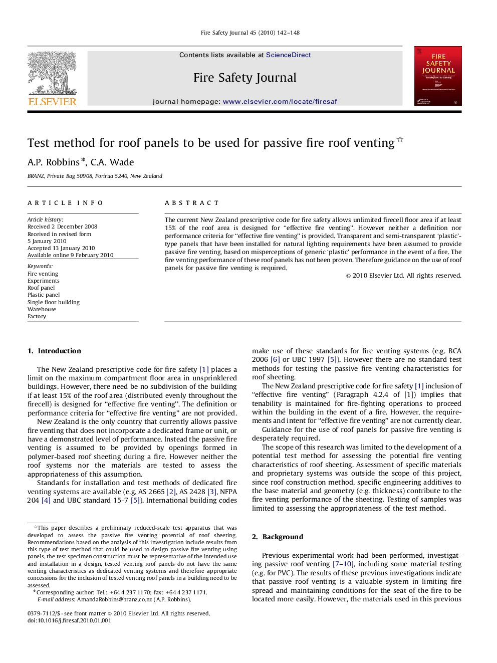 Test method for roof panels to be used for passive fire roof venting