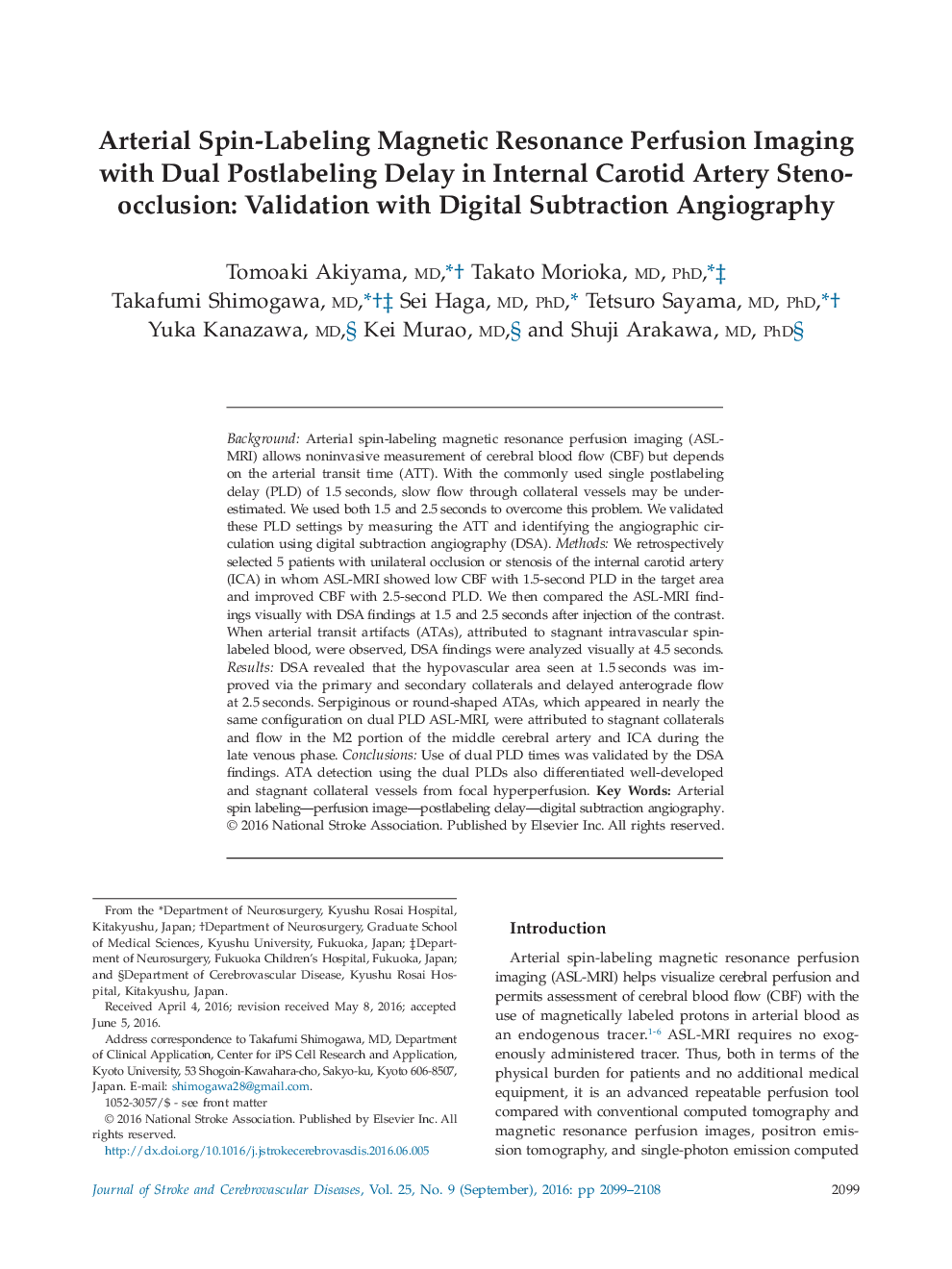 Arterial Spin-Labeling Magnetic Resonance Perfusion Imaging with Dual Postlabeling Delay in Internal Carotid Artery Steno-occlusion: Validation with Digital Subtraction Angiography