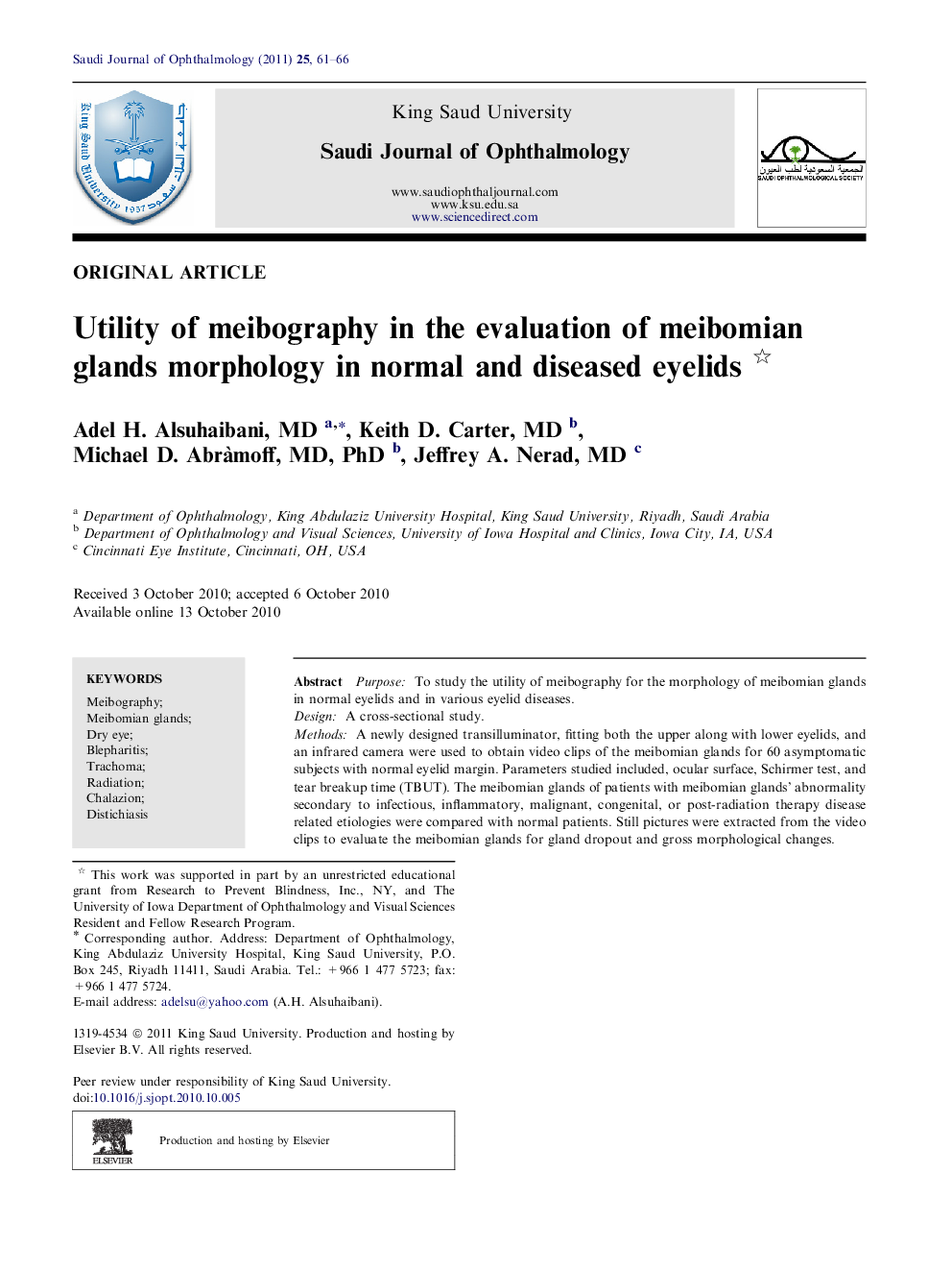 Utility of meibography in the evaluation of meibomian glands morphology in normal and diseased eyelids 