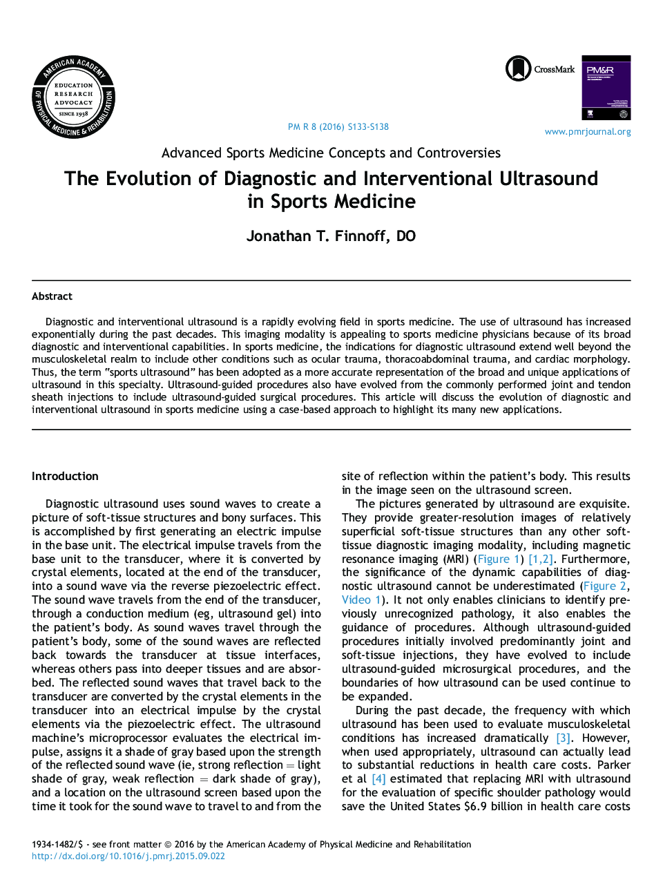 The Evolution of Diagnostic and Interventional Ultrasound in Sports Medicine