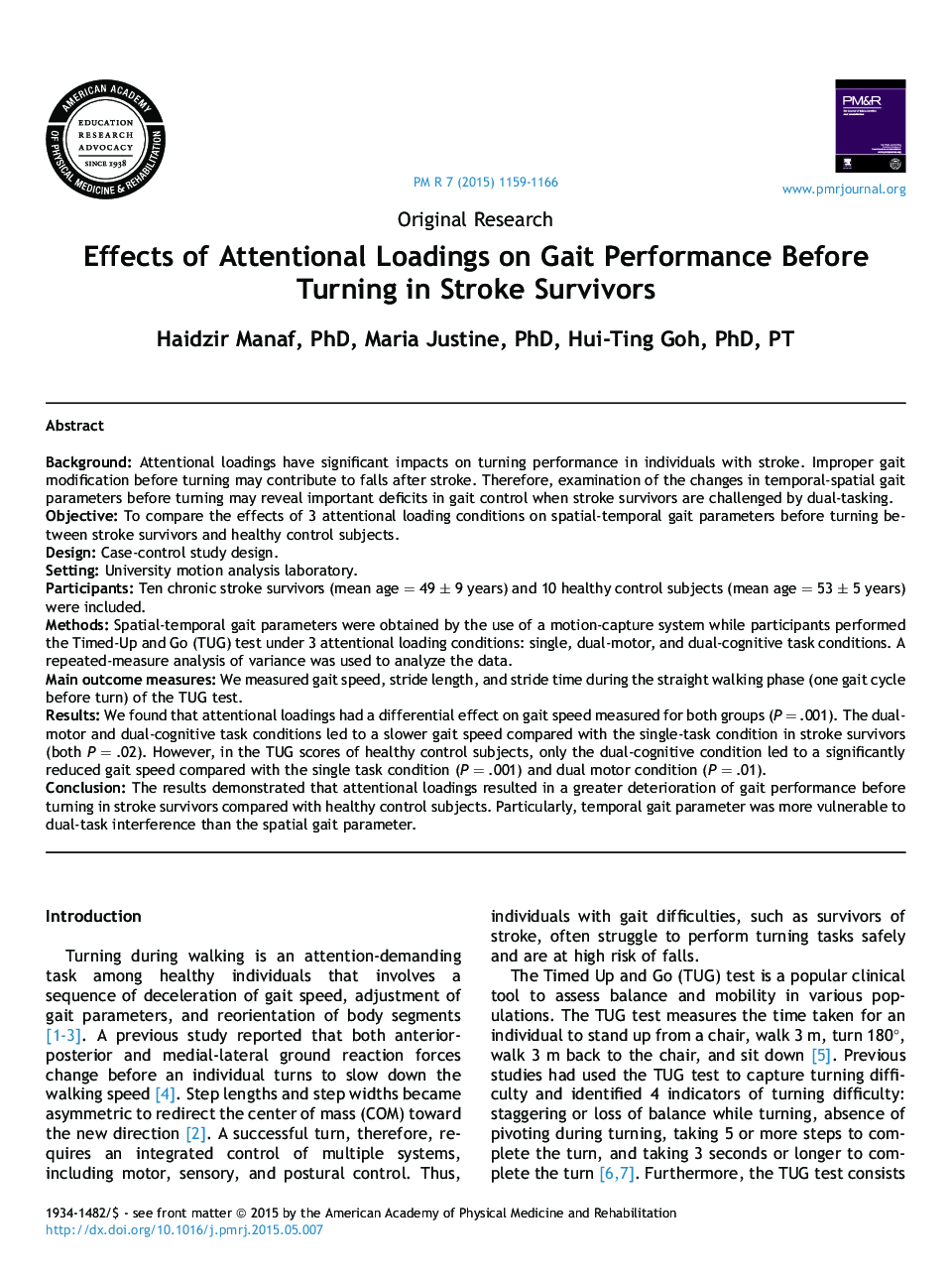 Effects of Attentional Loadings on Gait Performance Before Turning in Stroke Survivors 