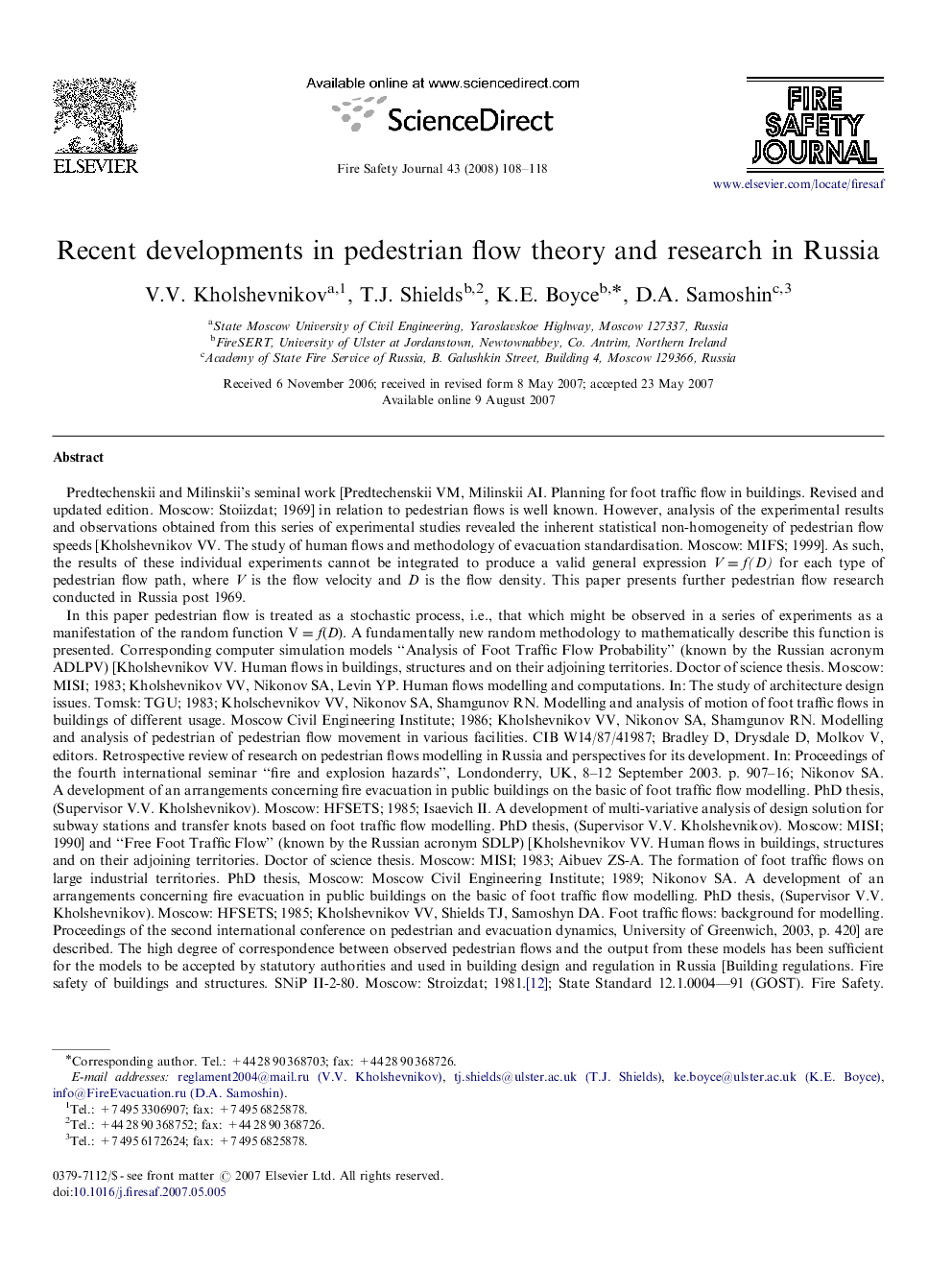 Recent developments in pedestrian flow theory and research in Russia