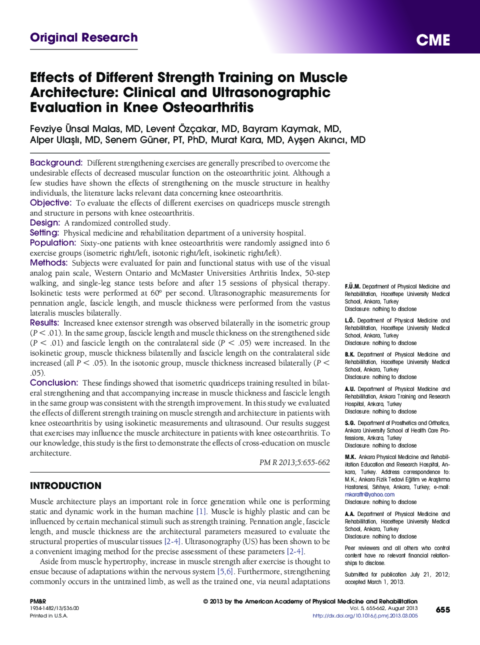 Effects of Different Strength Training on Muscle Architecture: Clinical and Ultrasonographic Evaluation in Knee Osteoarthritis 