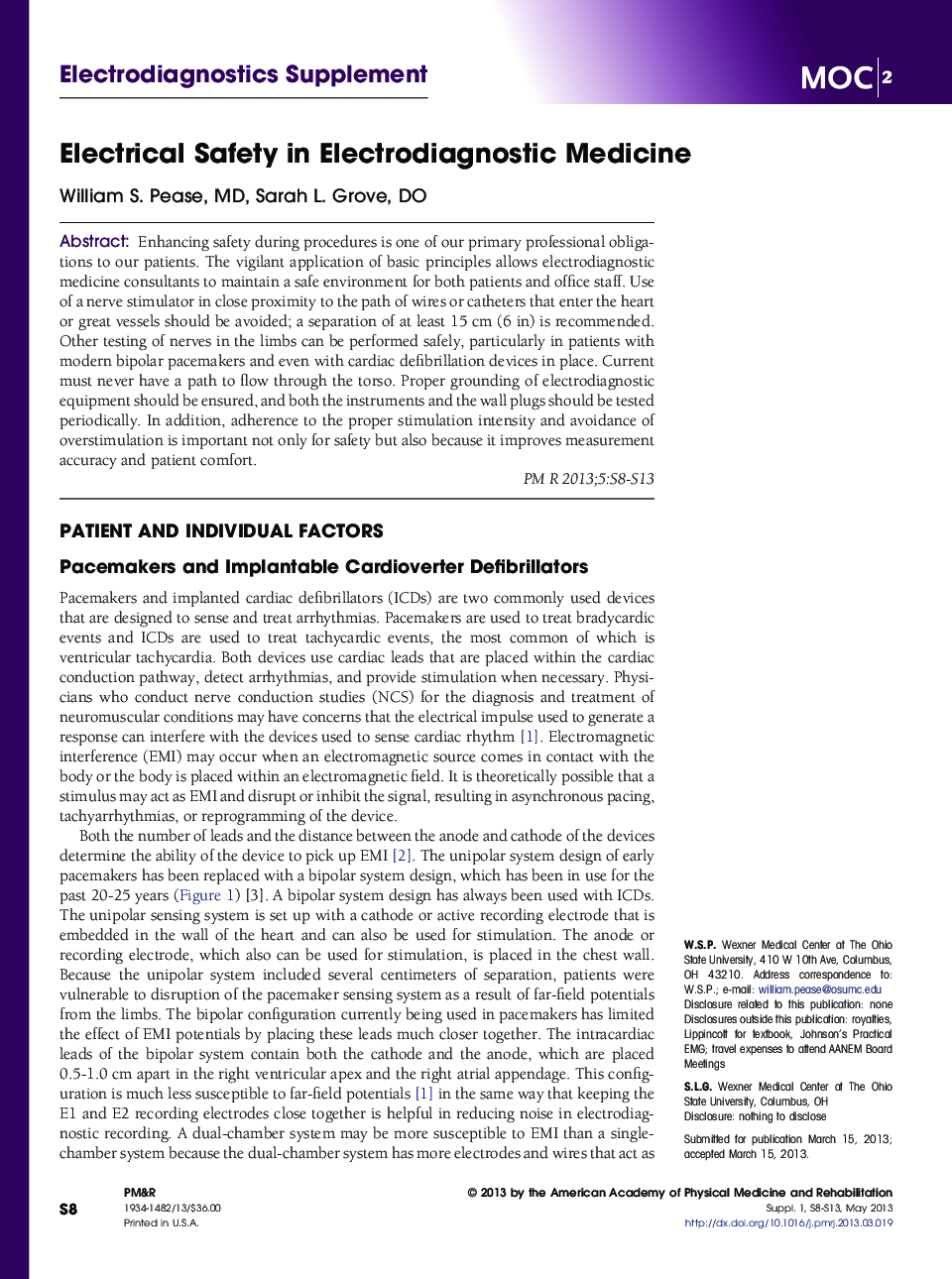 Electrical Safety in Electrodiagnostic Medicine