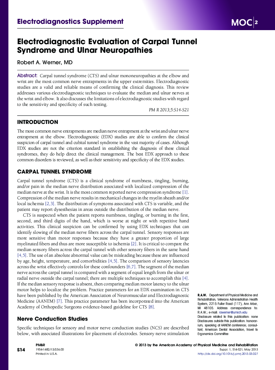 Electrodiagnostic Evaluation of Carpal Tunnel Syndrome and Ulnar Neuropathies