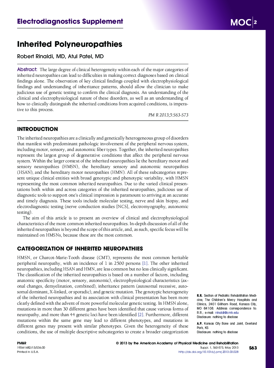 Inherited Polyneuropathies