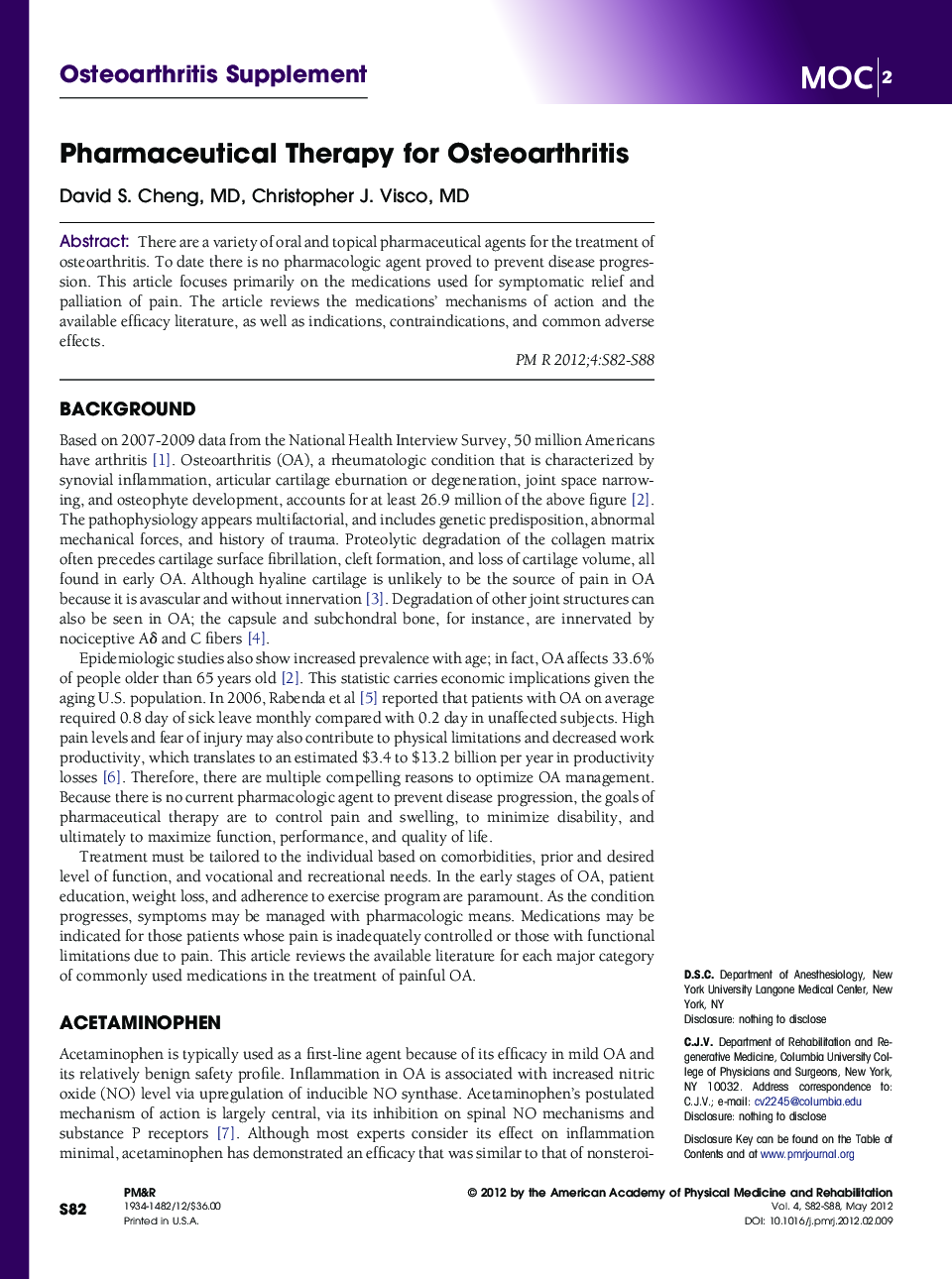 Pharmaceutical Therapy for Osteoarthritis 