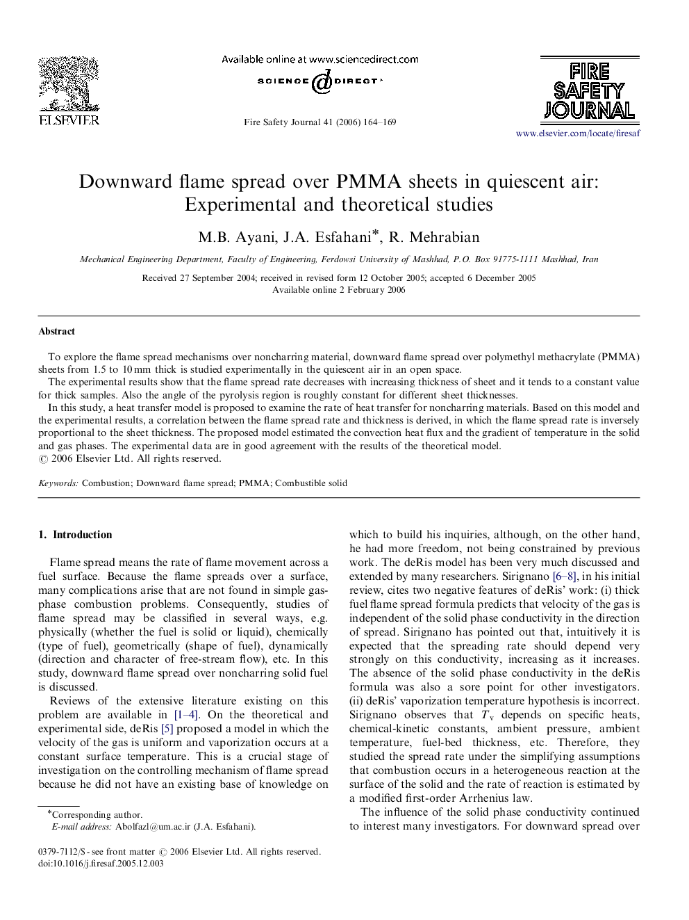 Downward flame spread over PMMA sheets in quiescent air: Experimental and theoretical studies