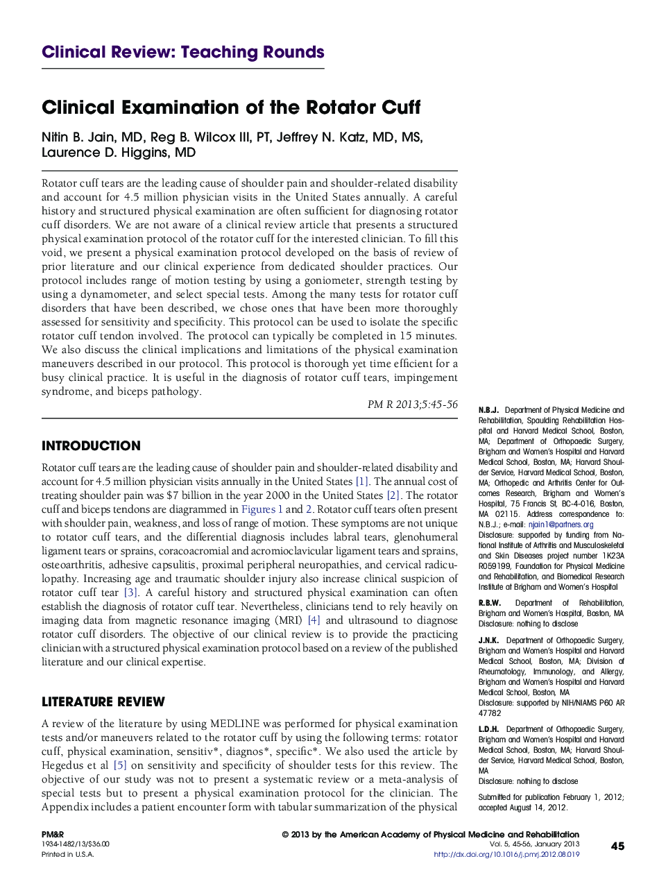 Clinical Examination of the Rotator Cuff