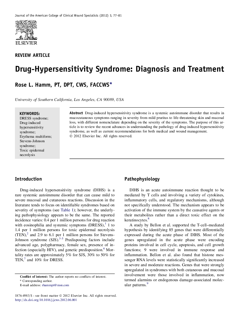 Drug-Hypersensitivity Syndrome: Diagnosis and Treatment