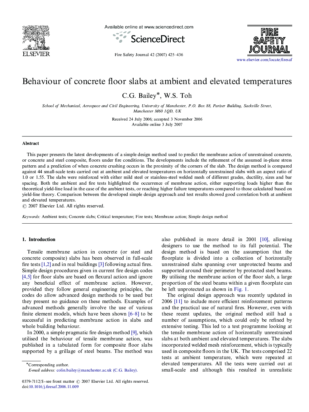 Behaviour of concrete floor slabs at ambient and elevated temperatures
