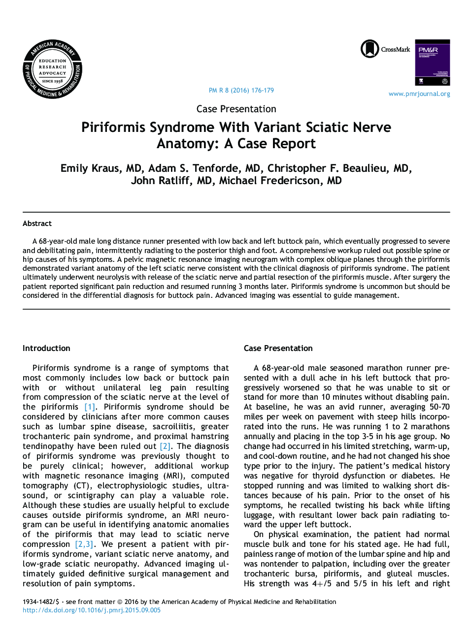 سندرم Piriformis با آناتومی عصب نوع سیاتیک: گزارش یک مورد