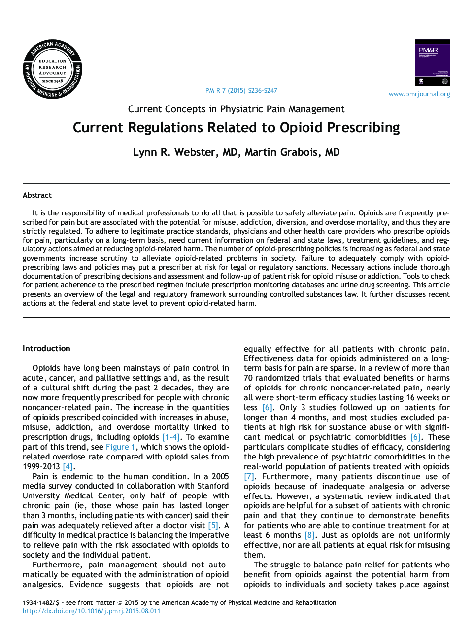 Current Regulations Related to Opioid Prescribing