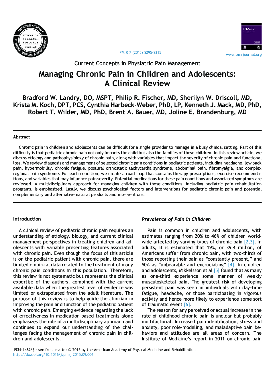 مدیریت درد مزمن در کودکان و نوجوانان: یک بررسی بالینی 