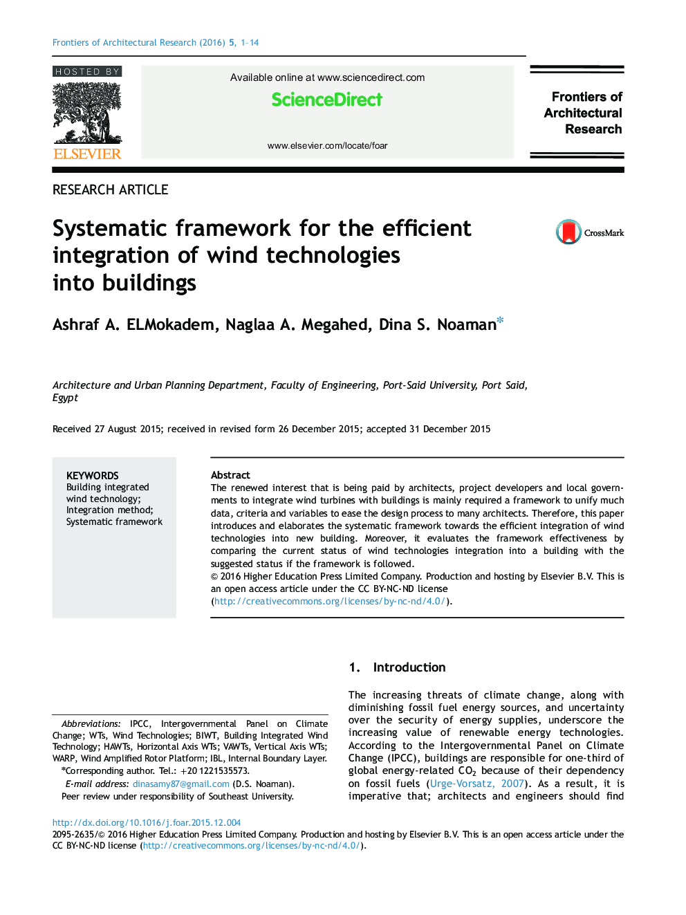 Systematic framework for the efficient integration of wind technologies into buildings 