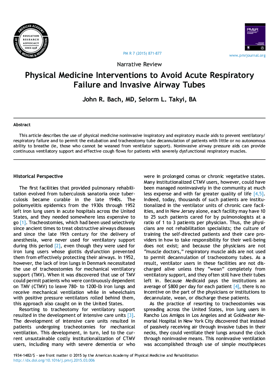 Physical Medicine Interventions to Avoid Acute Respiratory Failure and Invasive Airway Tubes