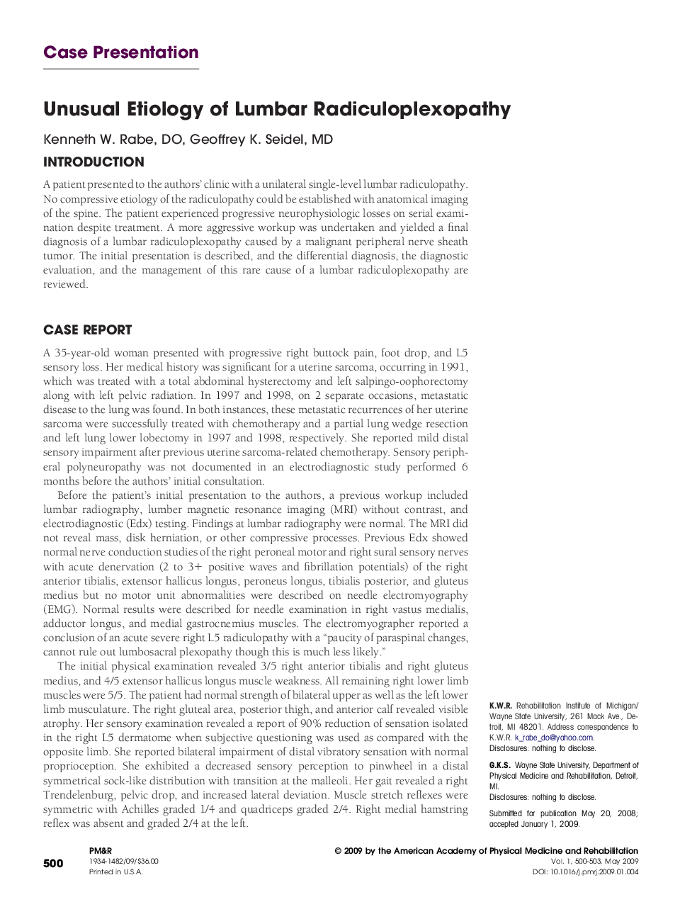 Unusual Etiology of Lumbar Radiculoplexopathy