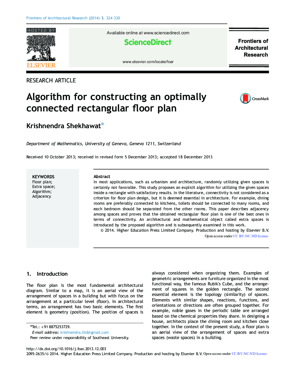 Algorithm for constructing an optimally connected rectangular floor plan 