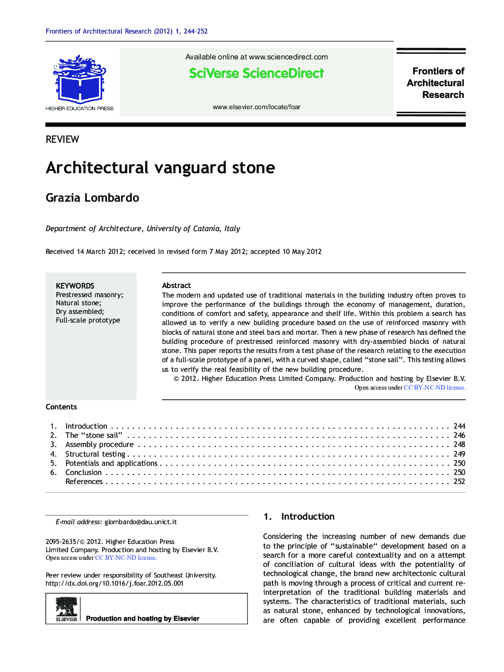 Architectural vanguard stone