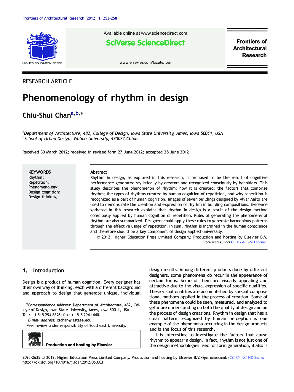 Phenomenology of rhythm in design 