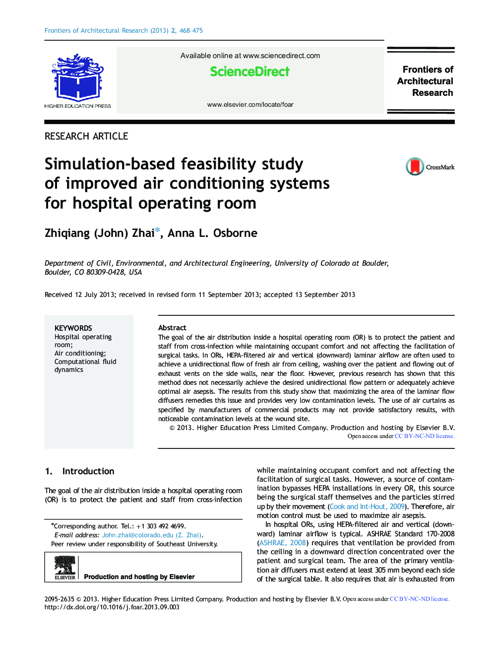 Simulation-based feasibility study of improved air conditioning systems for hospital operating room 