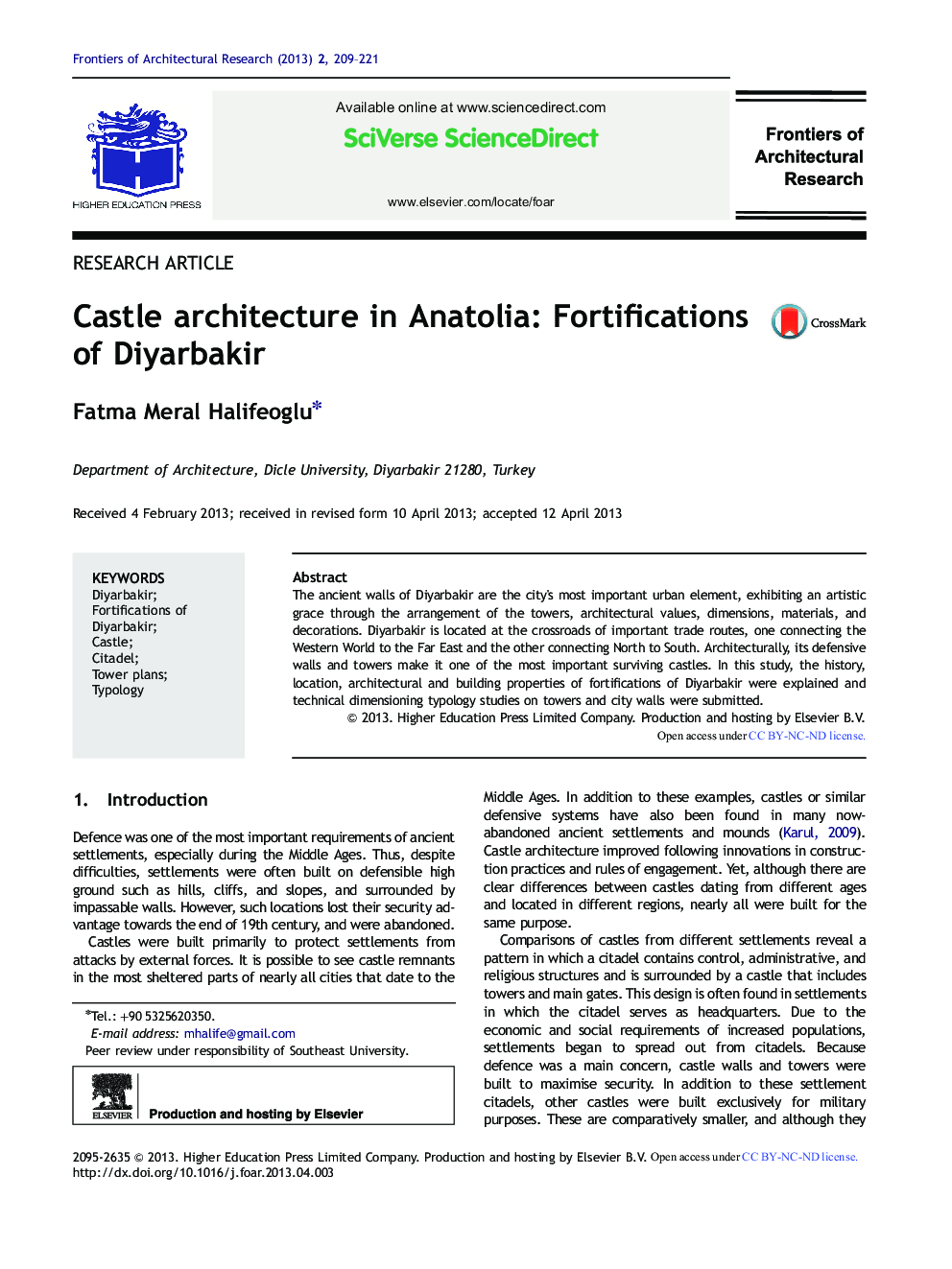 Castle architecture in Anatolia: Fortifications of Diyarbakir 