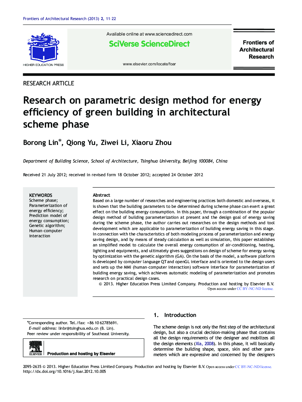 Research on parametric design method for energy efficiency of green building in architectural scheme phase 