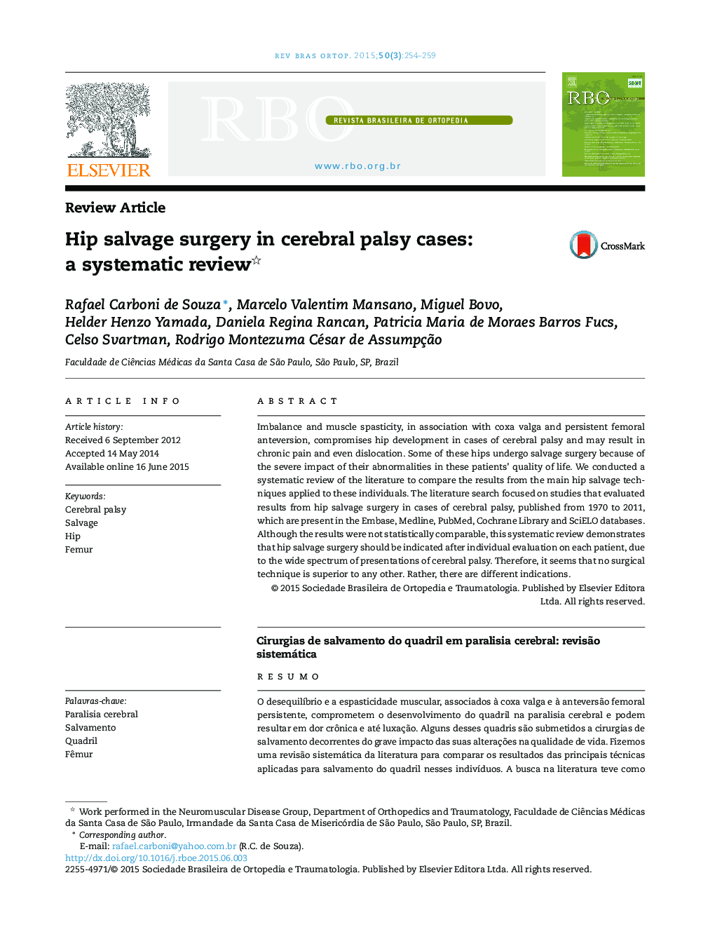Hip salvage surgery in cerebral palsy cases: a systematic review 
