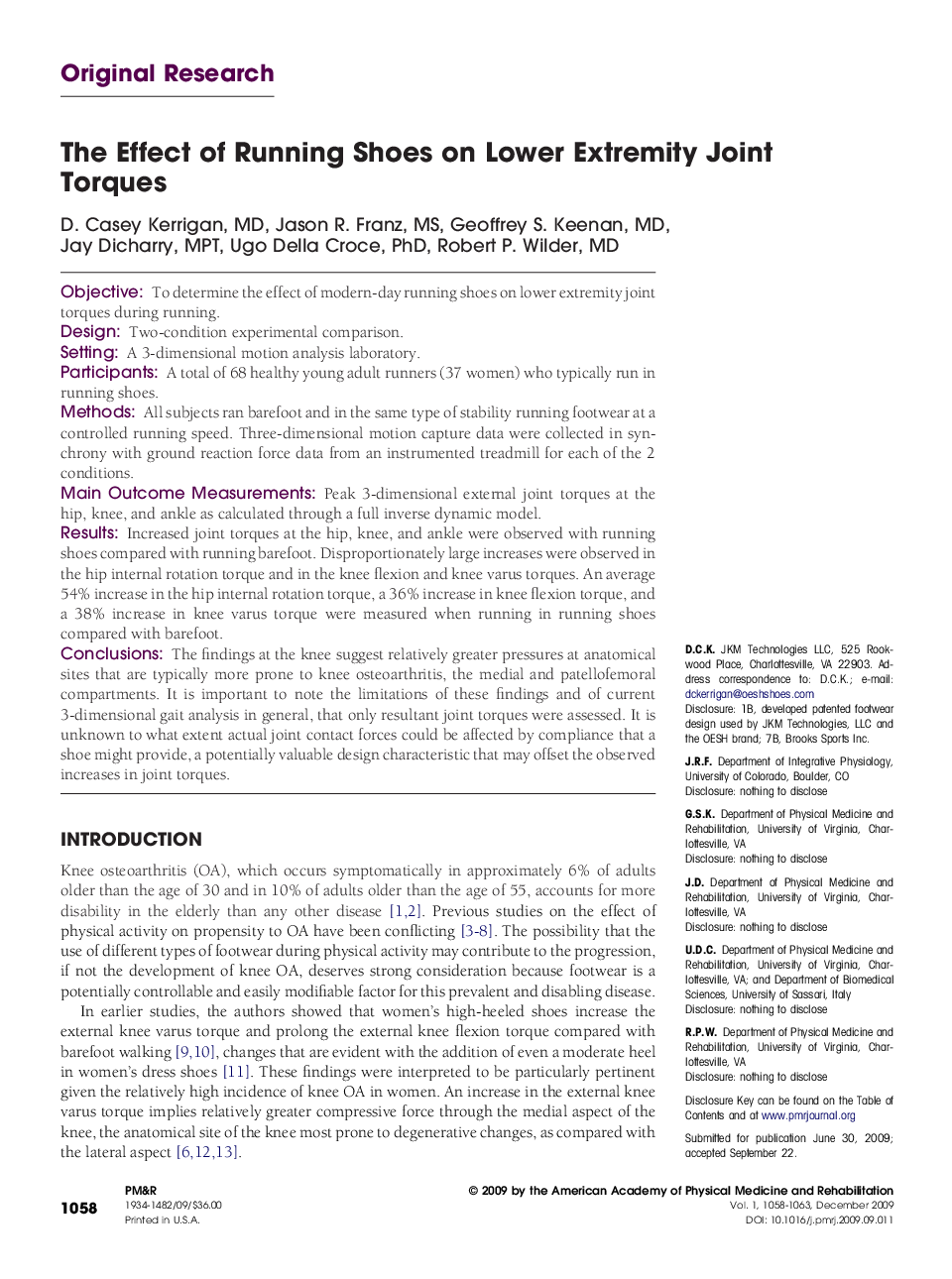 The Effect of Running Shoes on Lower Extremity Joint Torques 