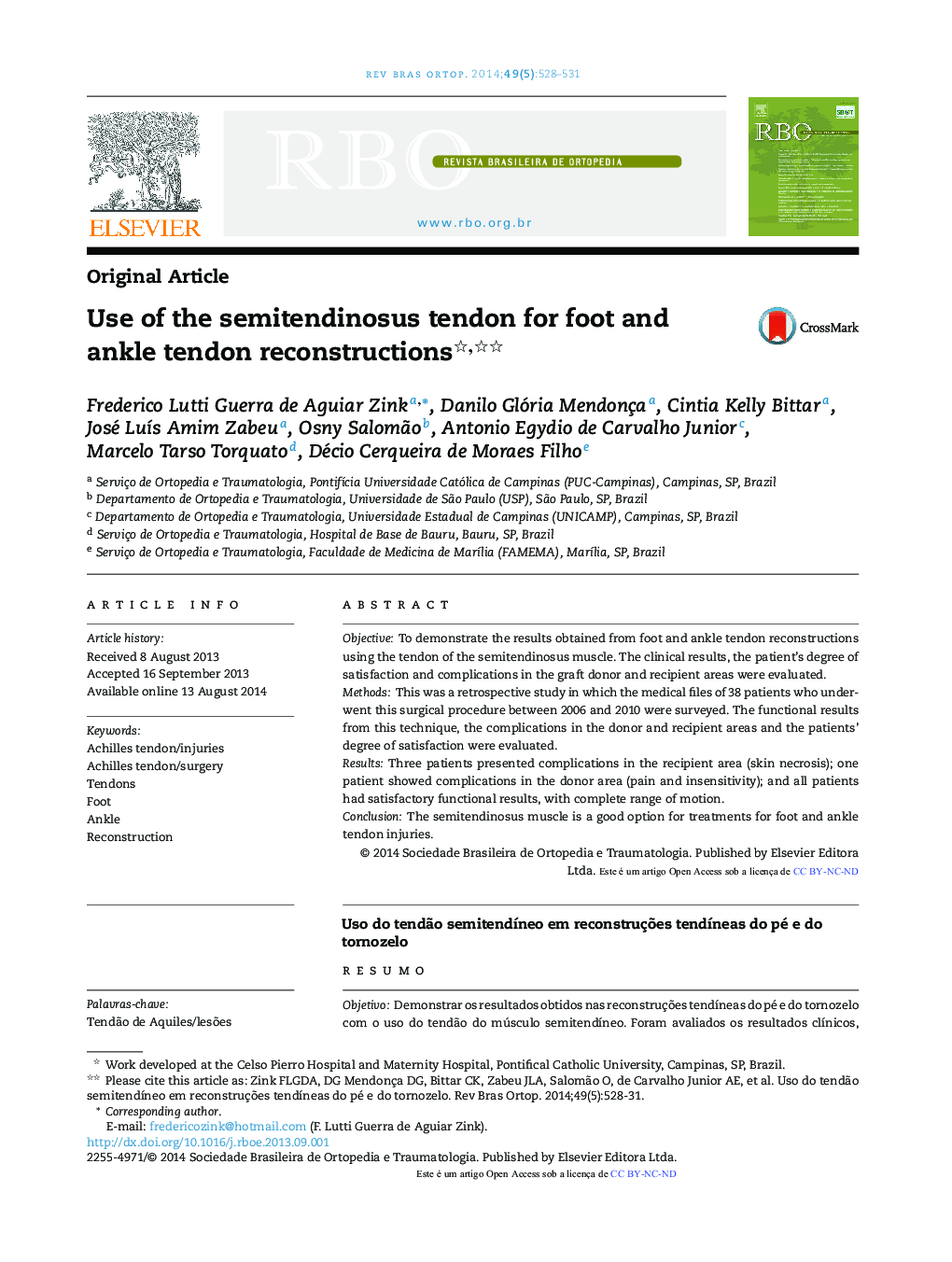 Use of the semitendinosus tendon for foot and ankle tendon reconstructions 