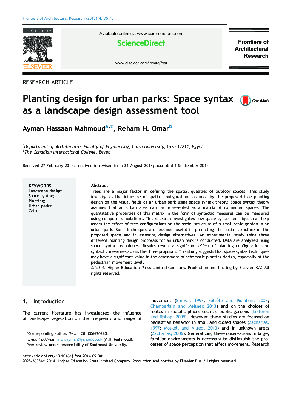 طراحی کاشت برای پارک های شهری: نحو فضا به عنوان ابزار ارزیابی طراحی چشم انداز 