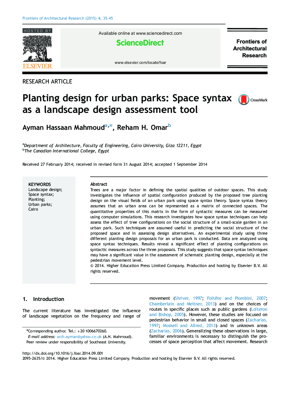 Planting design for urban parks: Space syntax as a landscape design assessment tool 