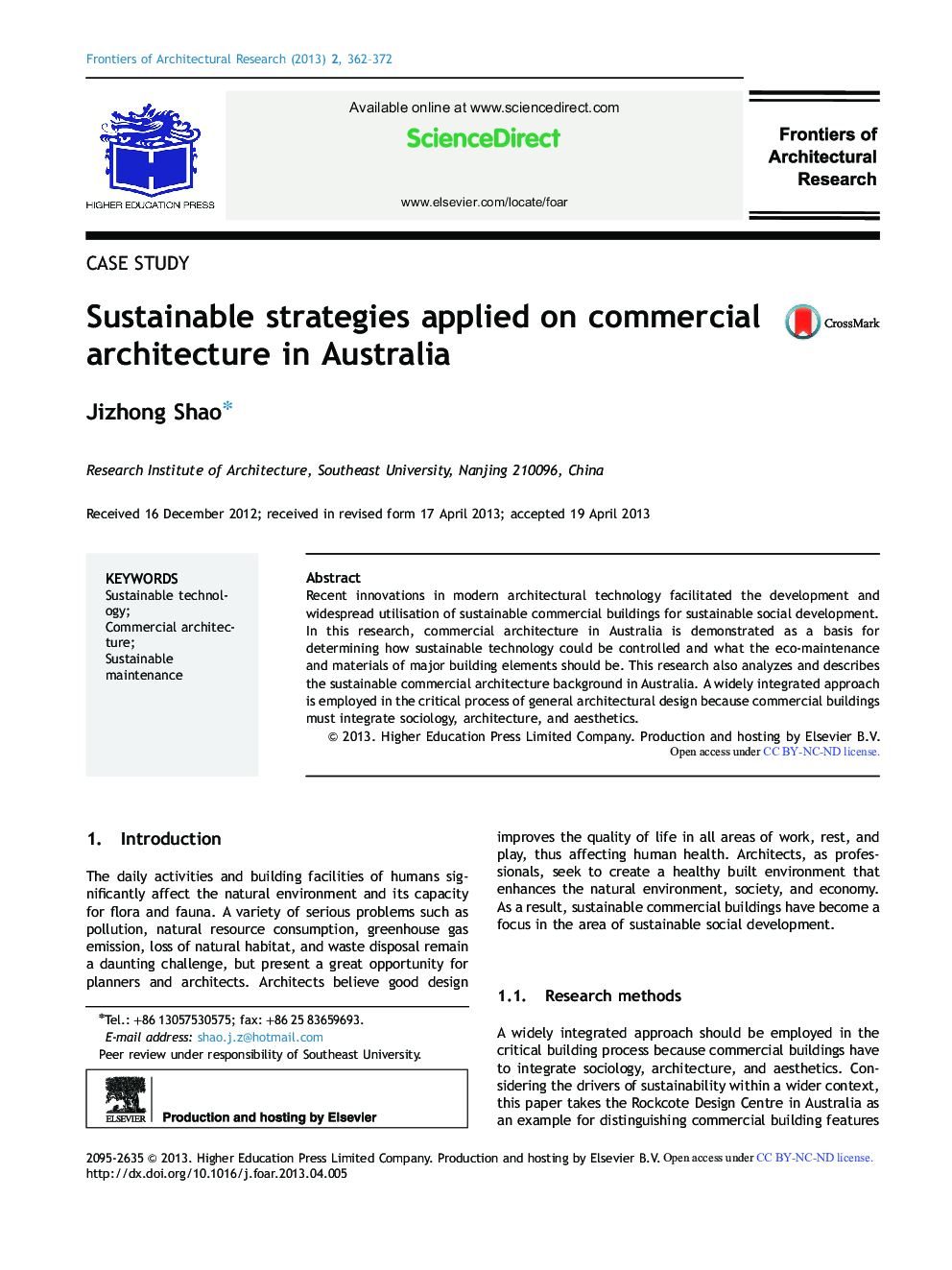 Sustainable strategies applied on commercial architecture in Australia 