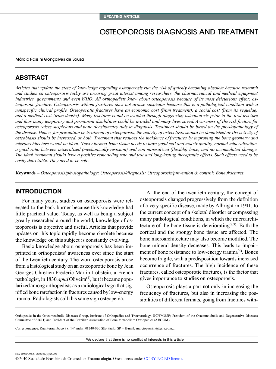 OSTEOPOROSIS DIAGNOSIS AND TREATMENT 