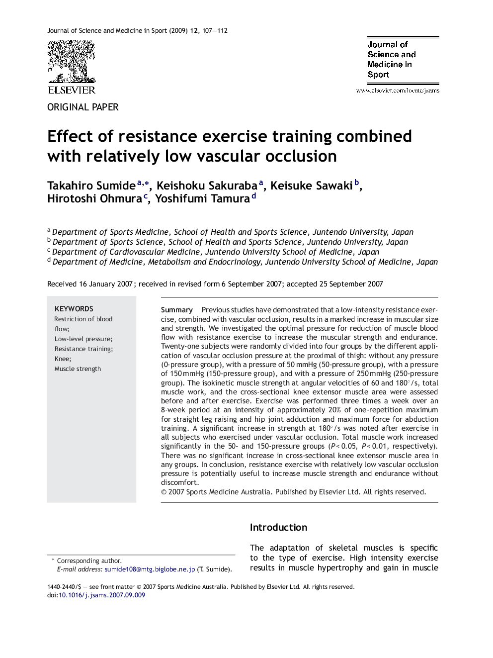 Effect of resistance exercise training combined with relatively low vascular occlusion