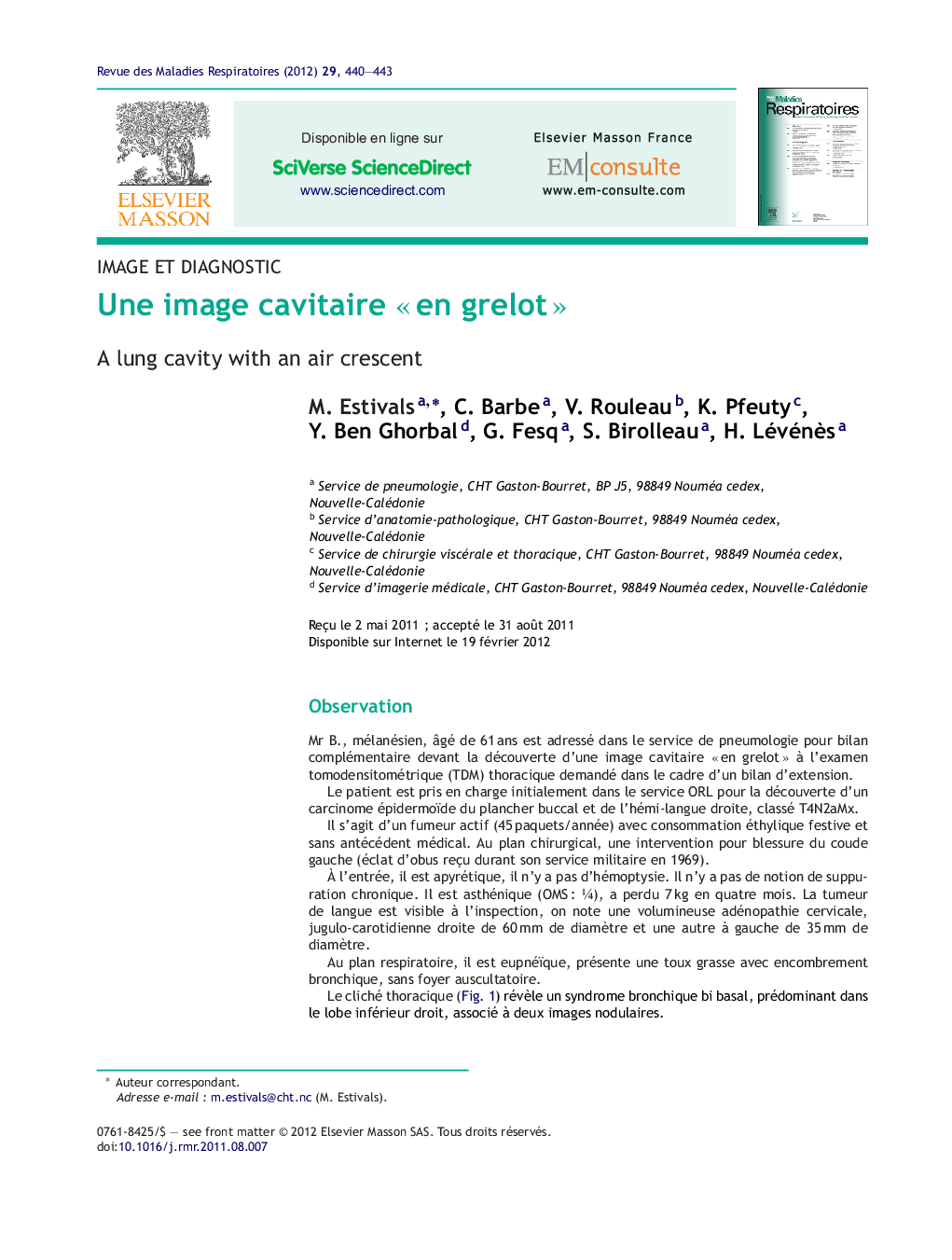 عکس صفحه اول مقاله: Une image cavitaire « en grelot » Une image cavitaire « en grelot »