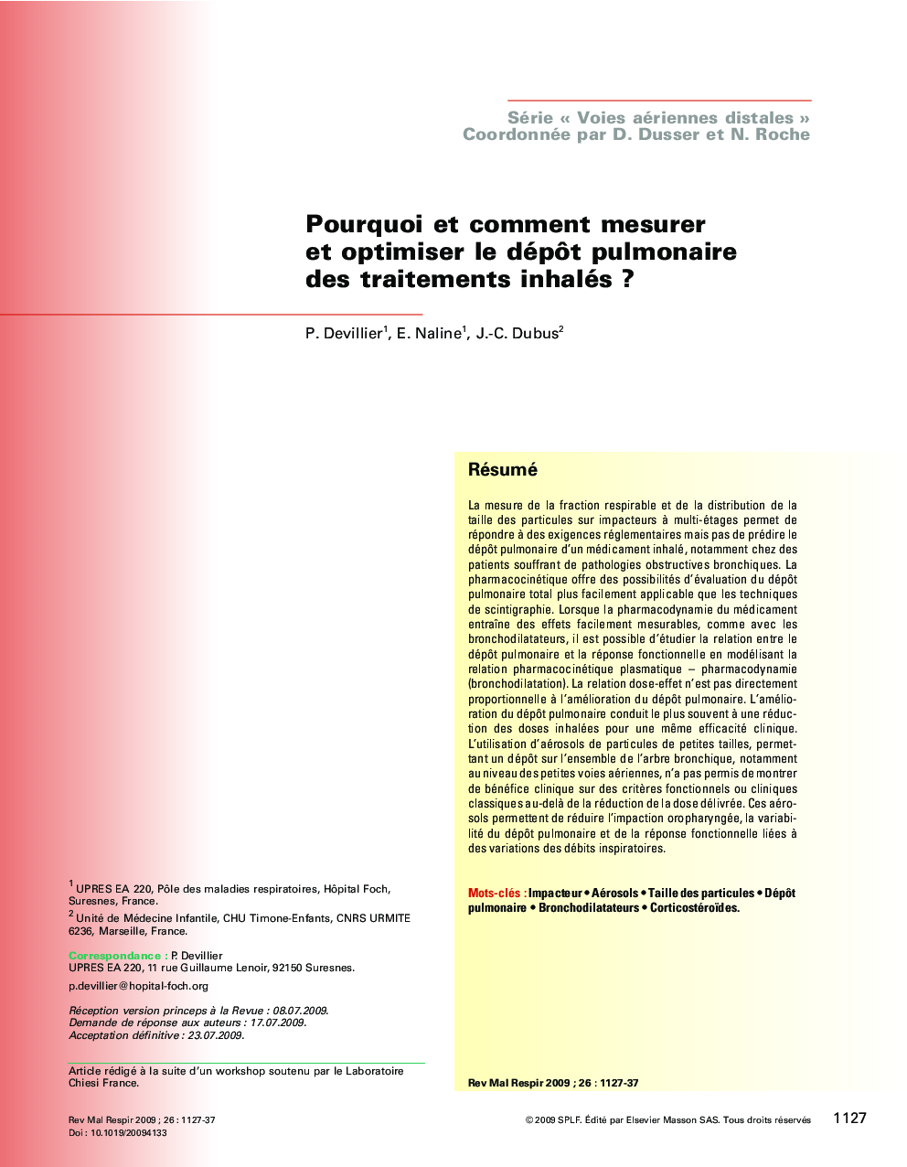 Pourquoi et comment mesurer et optimiser le dépÃ´t pulmonaire des traitements inhalésÂ ?