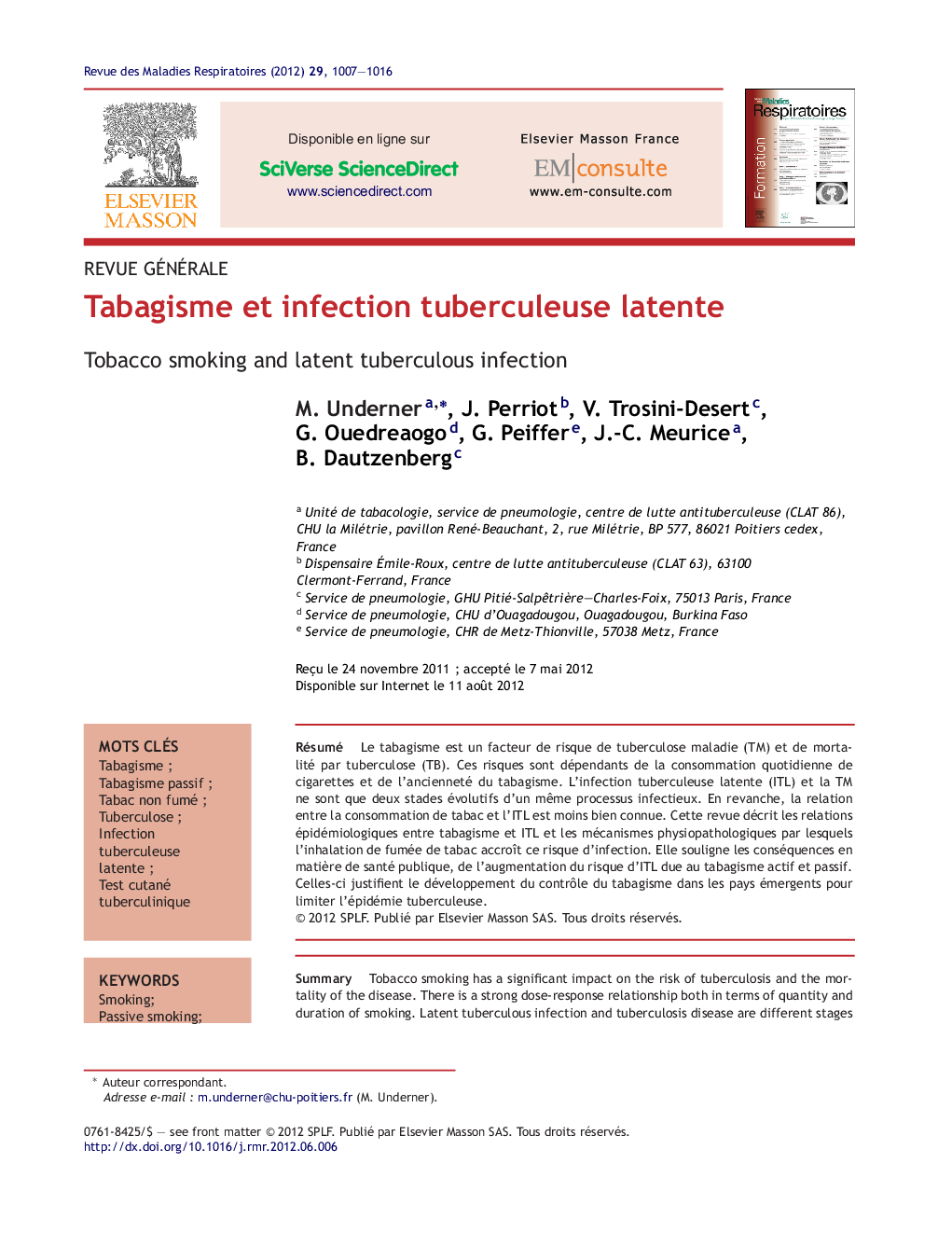 Tabagisme et infection tuberculeuse latente