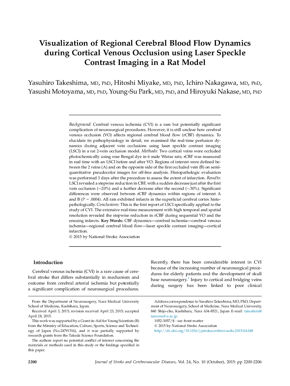 Visualization of Regional Cerebral Blood Flow Dynamics during Cortical Venous Occlusion using Laser Speckle Contrast Imaging in a Rat Model 