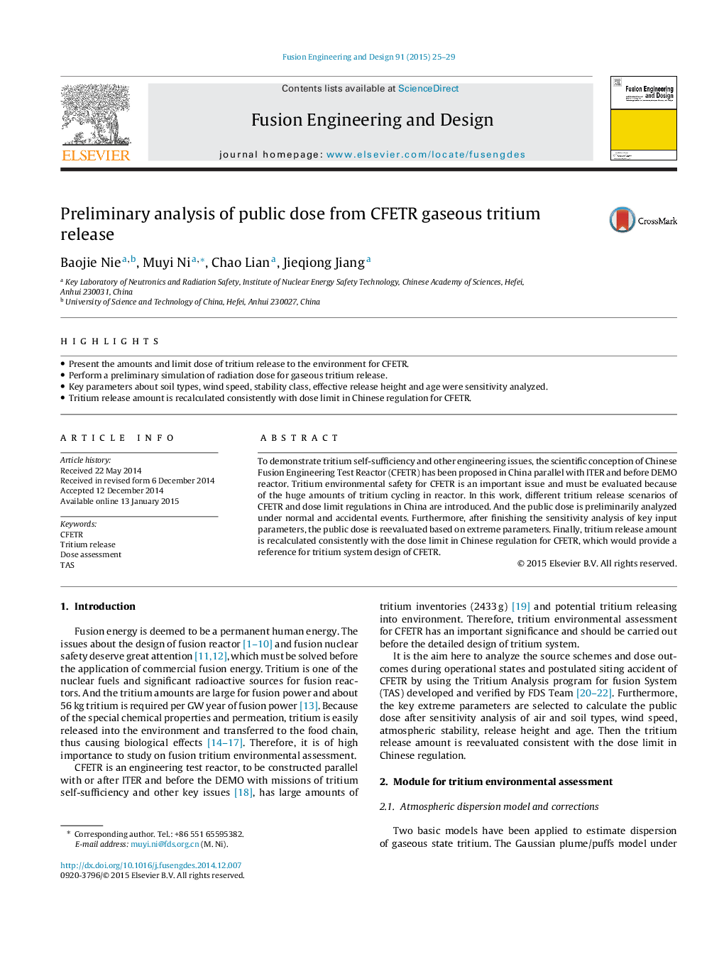 Preliminary analysis of public dose from CFETR gaseous tritium release