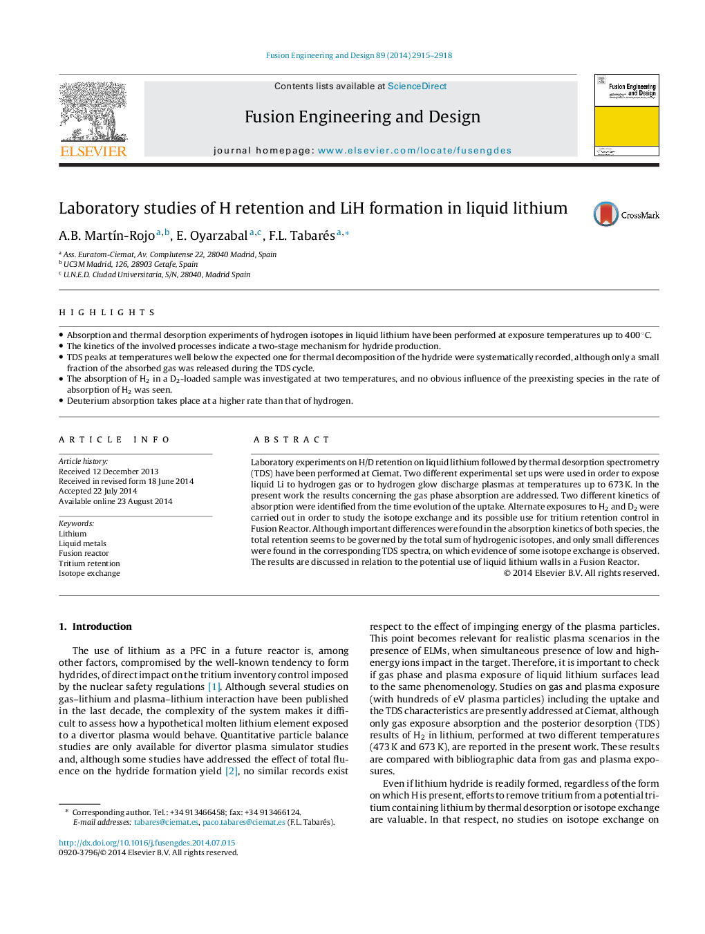 Laboratory studies of H retention and LiH formation in liquid lithium