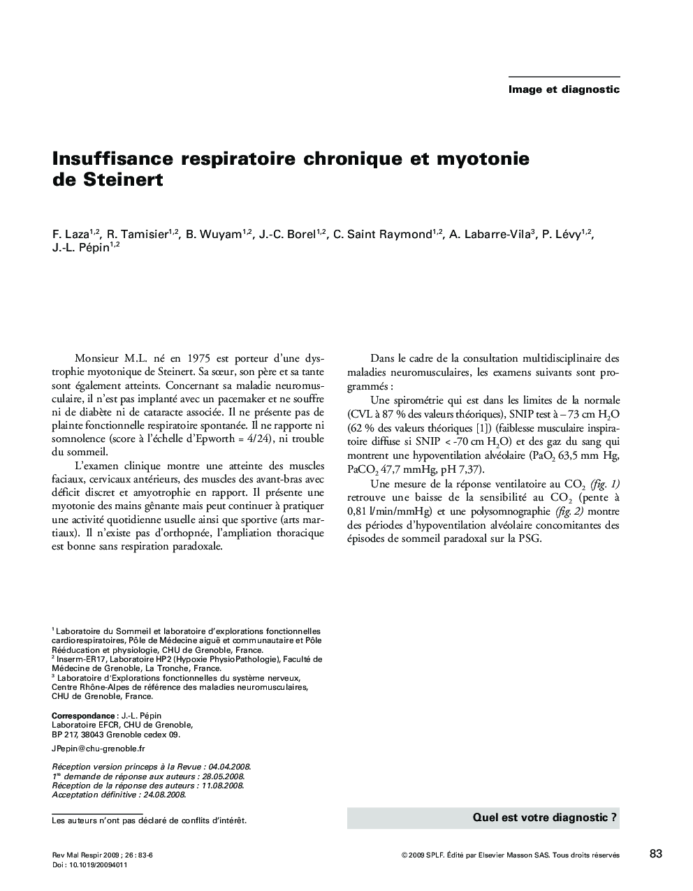 Insuffisance respiratoire chronique et myotonie de Steinert