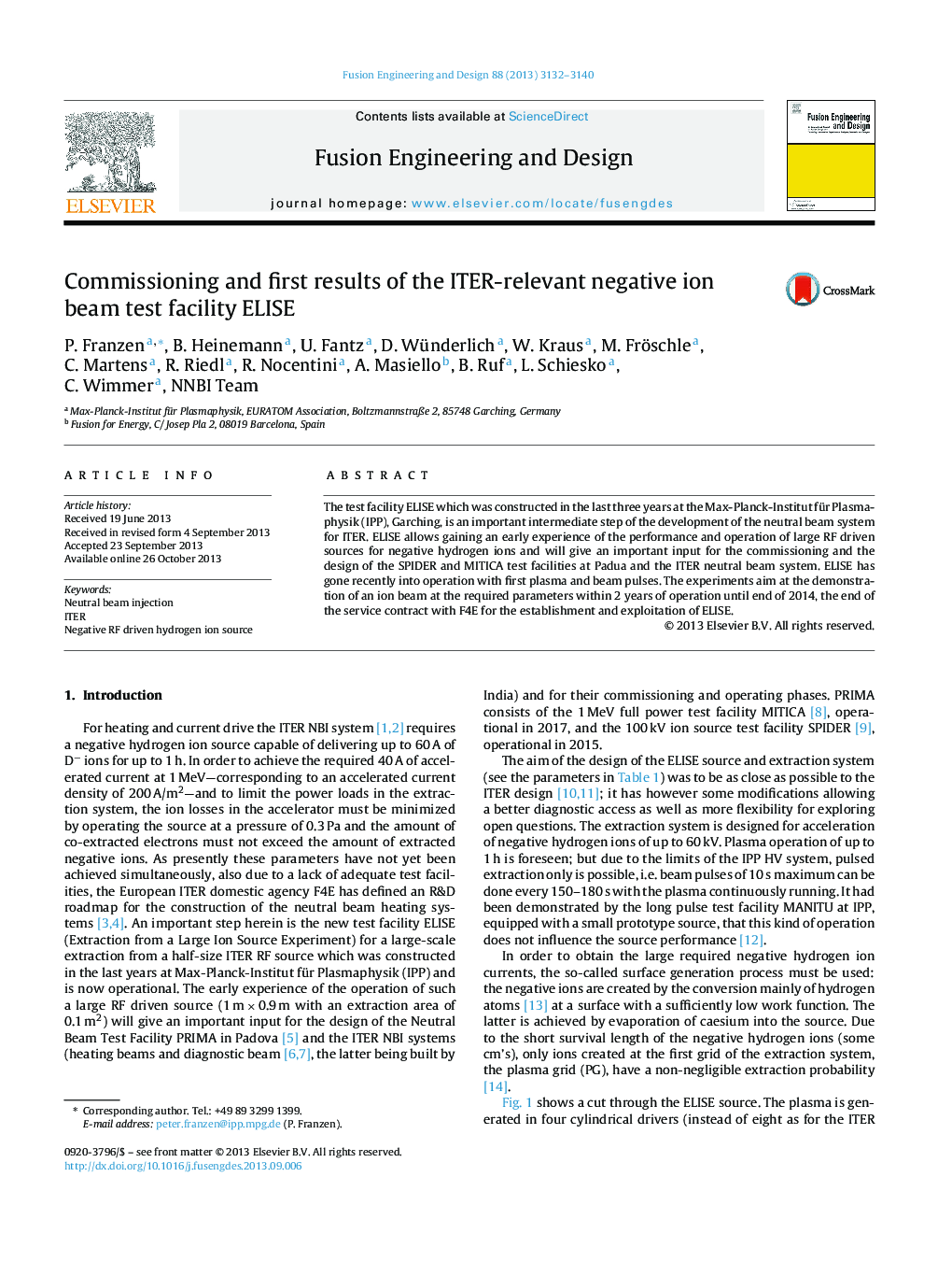 Commissioning and first results of the ITER-relevant negative ion beam test facility ELISE