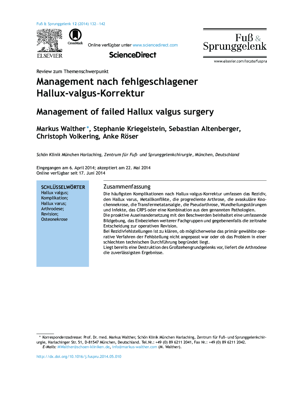 Management nach fehlgeschlagener Hallux-valgus-Korrektur