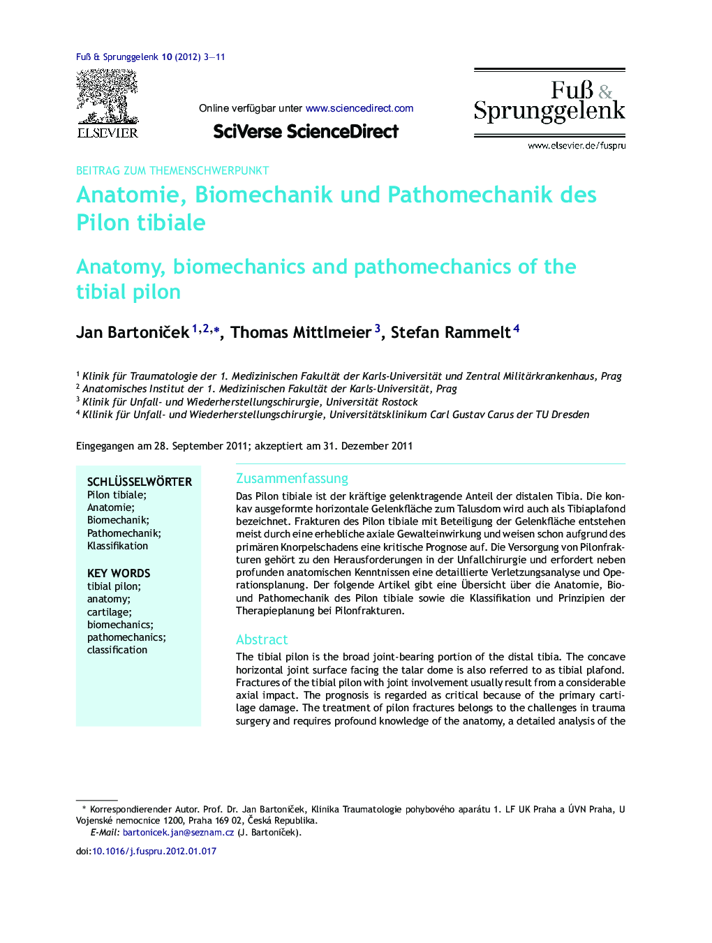 Anatomie, Biomechanik und Pathomechanik des Pilon tibiale