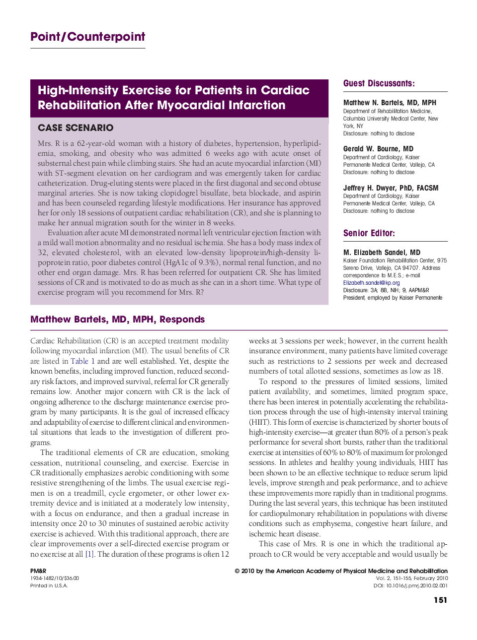 High-Intensity Exercise for Patients in Cardiac Rehabilitation After Myocardial Infarction