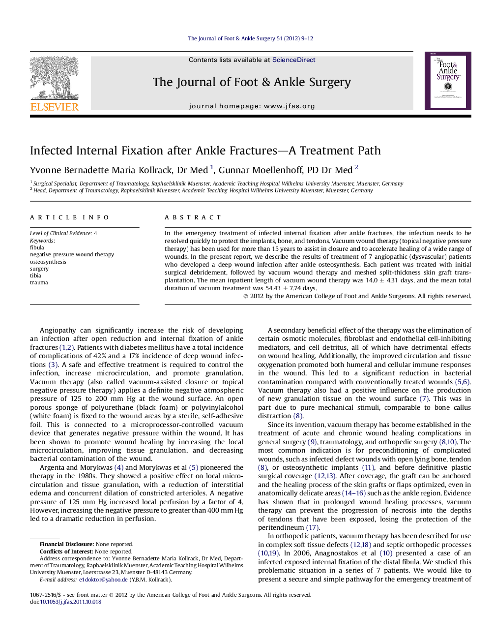 Infected Internal Fixation after Ankle Fractures—A Treatment Path 